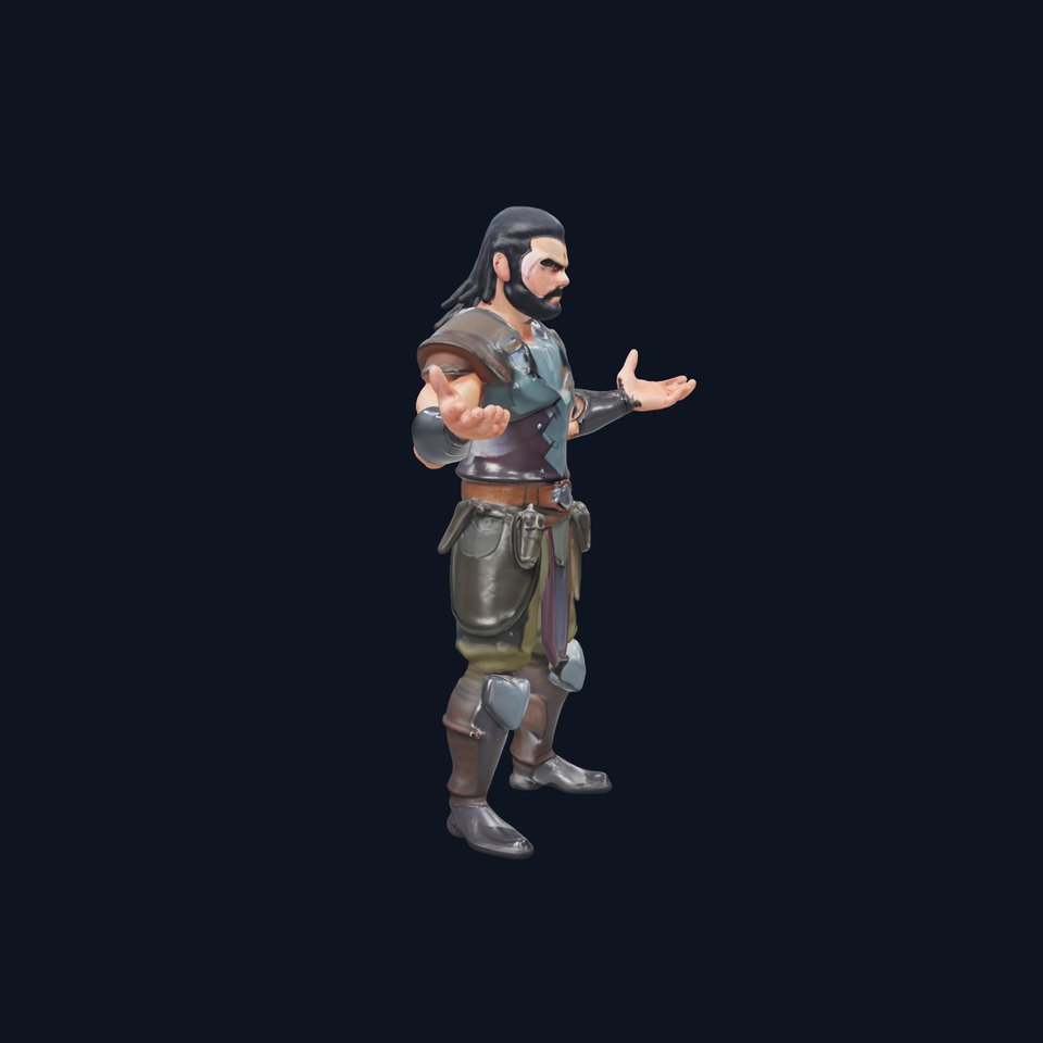 Warrior Character Model  Rigged and Animated for Games